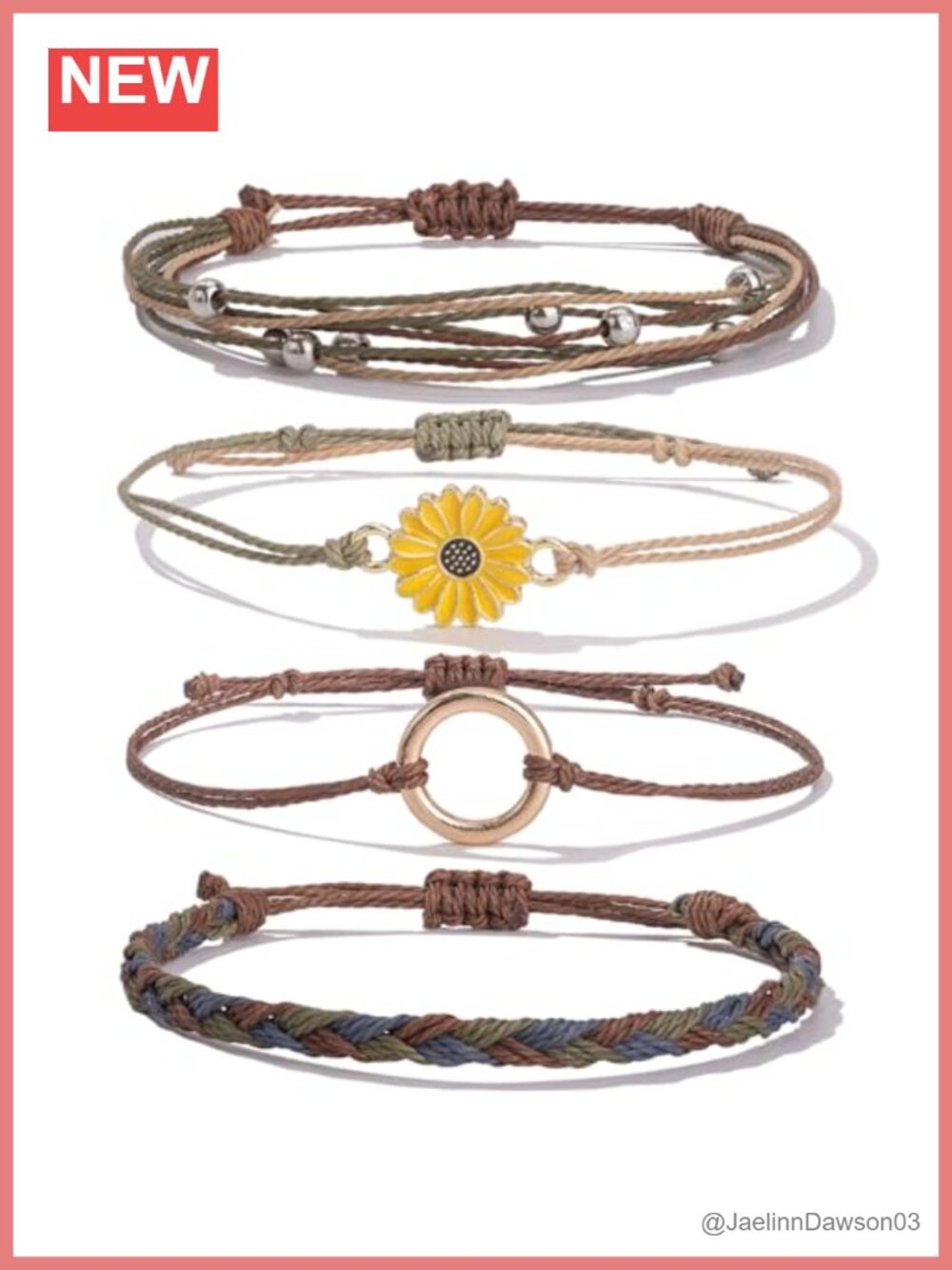 Stackable Sunflower Bracelets Boho Braided Summer Jewelry Adjustable Friendship